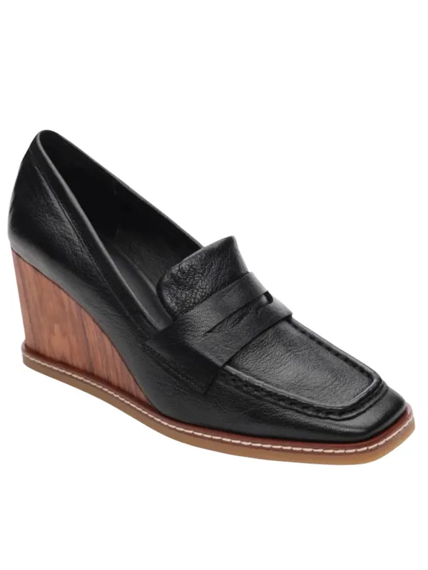 Like New Sanctuary Leather Cadence Wedge Loafers Black Size 8.5 - Image 3