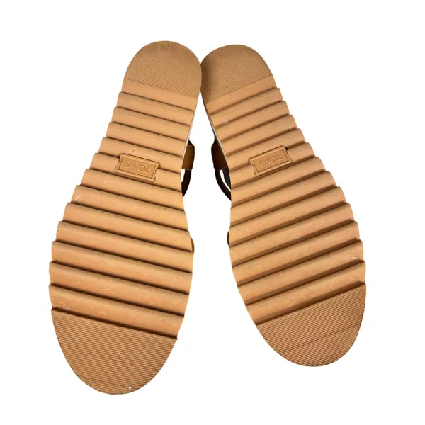 TOMS NWOT Diana Tan Leather Platform Espadrille Wedge Sandals Women 6.5 10019757 - Image 6