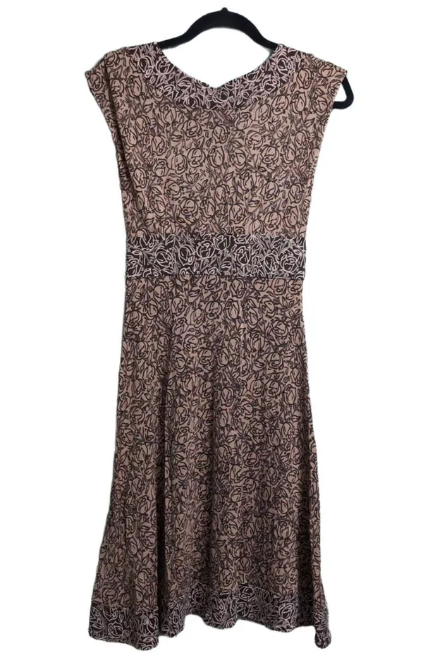 Diane von Furstenberg DVF Enola Brown Patterned V Neck Sleeveless Midi Dress 8 - Image 4