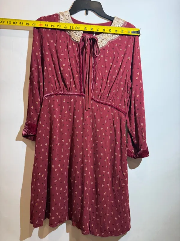 Free People Delfina Black Lace Peter Pan Collar Cutout Mini Dress Size M - Image 2