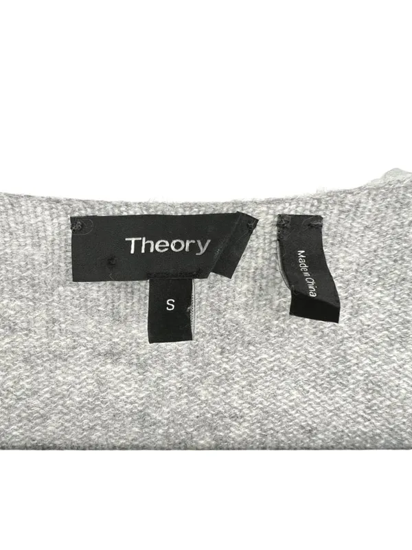 Theory Adrianna RL 100% Cashmere V-Neck Sweater Gray Size Small Quiet Luxury - Image 7