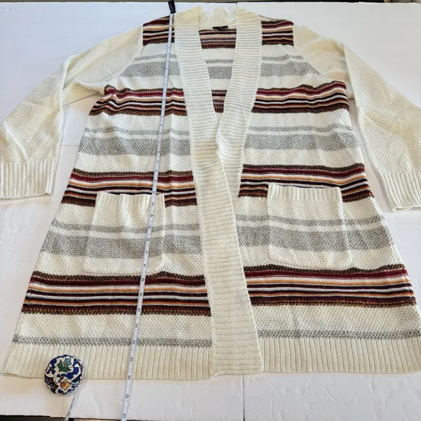 Torrid Ivory Colorful Stripes Shawl Knit Open Front Cardigan‎ Sweater Size 2X - Image 12