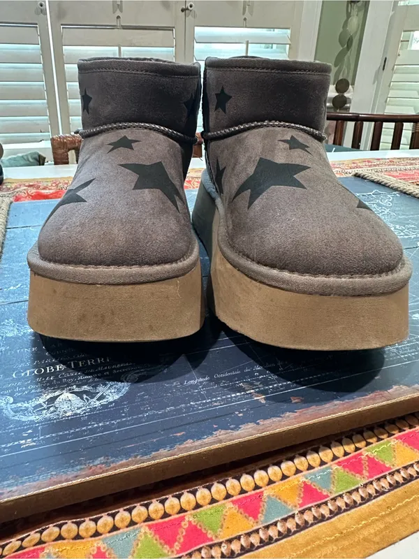 Steve Madden “Chels” Charcoal Star Suede Platform Boots – Size 8 - Image 4