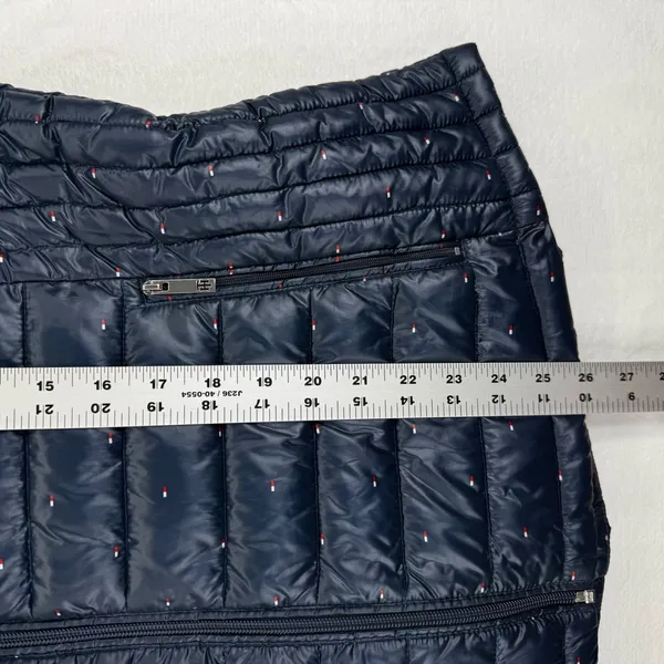 Tommy Hilfiger Puffer Vest Navy Blue Mini Flag Print Packable Lightweight XL‎ - Image 3
