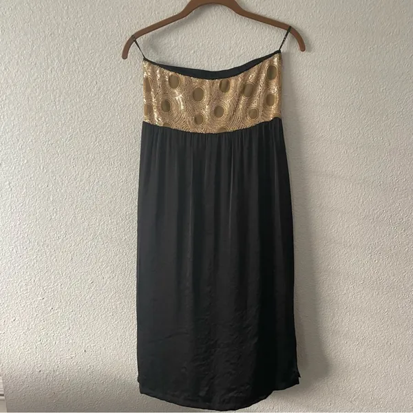 Glam Gold & Black Sequin Strapless Dress NWOT - Image 4