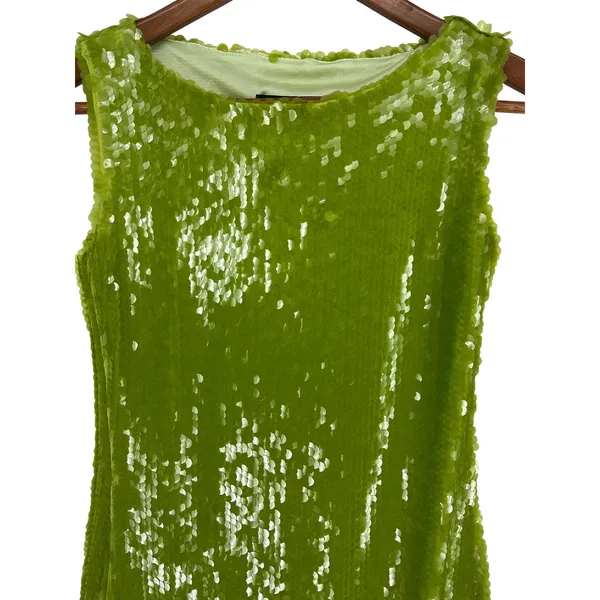 Kim Shui Lime Green Sequin‎ Embellished Mini Dress Size XS NWT - Image 5