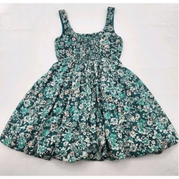 Band of‎ the Free Anthropologie Teal Floral Smocked Mini Dress Boho L - Image 9