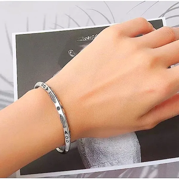 Engraved Boho Cuff Bracelet | 925 Sterling‎ Silver - Image 11