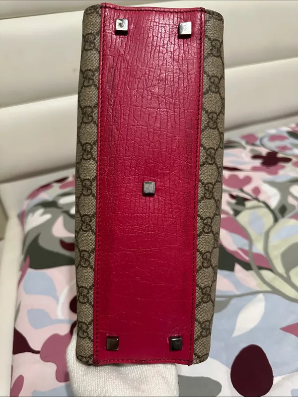 Gucci PVC GG Supreme Tote with Pink Leather Handles - Image 6