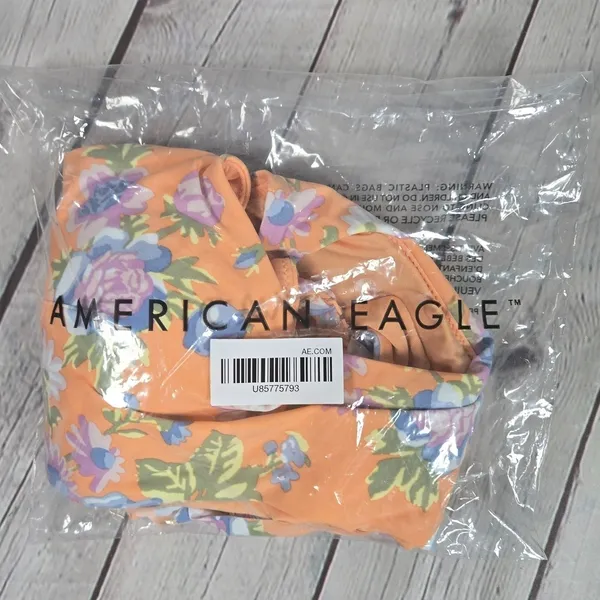 Aerie Floral Printed Ruffle Scoop‎ Bikini Top in Apricot Wash XL NWT - Image 9