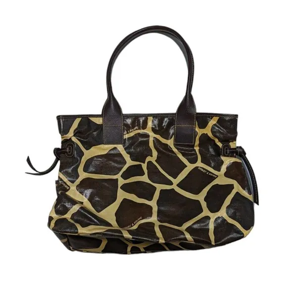Dooney and Bourse Giraffe Print Tote Bag June Monza Coated Canvas Shoulder Purse - Image 2