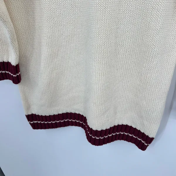 Anthropologie Callahan bodie mini dress SKI cream & burgundy chunky knit medium - Image 4