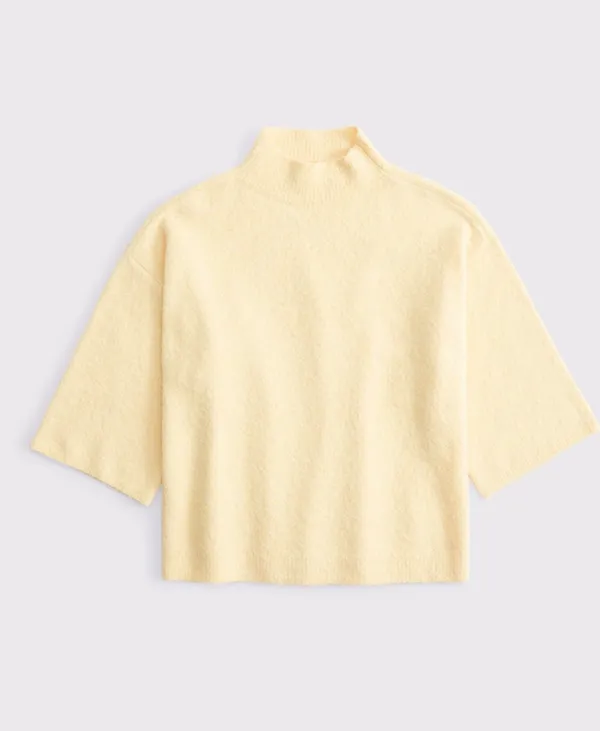 Abercrombie Yellow Mockneck Sweater Tee - Image 3