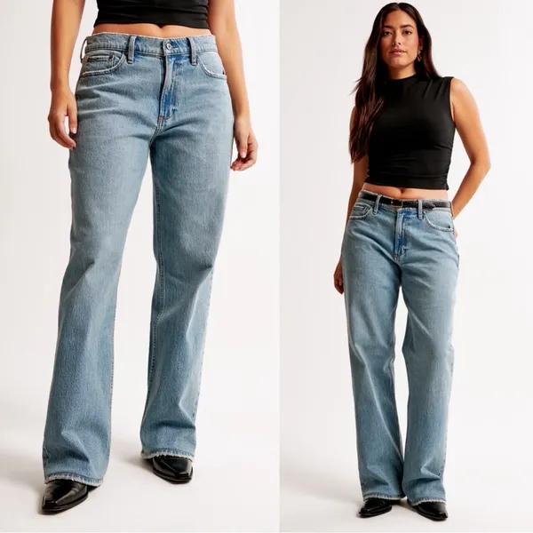 Abercrombie • Curve Love Low Rise Baggy Jean medium light wash faded distressed loose - Image 5