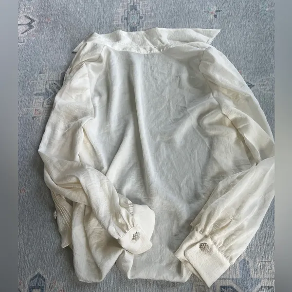 Zara Pearl Detail Buttondown Blouse - Image 3