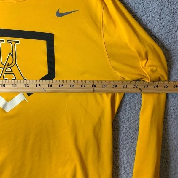 Nike Long Sleeve Tee‎ T-Shirt Womens Large Yellow Dri-Fit Athletic Cut - Image 4