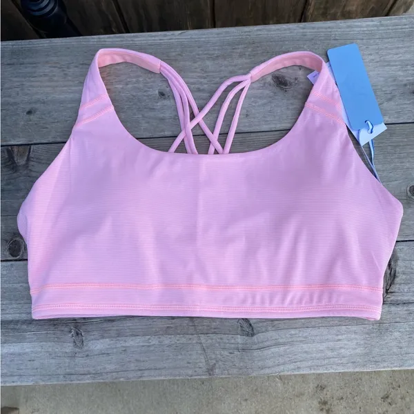 New Southern Tide Womens XL Sports Bra Pink Striped Nessa Skip Strappy Back - Image 4