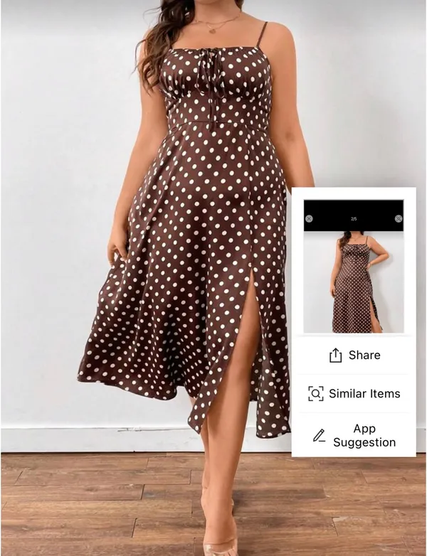 SheIn Brown and cream polka dot dress - Image 3
