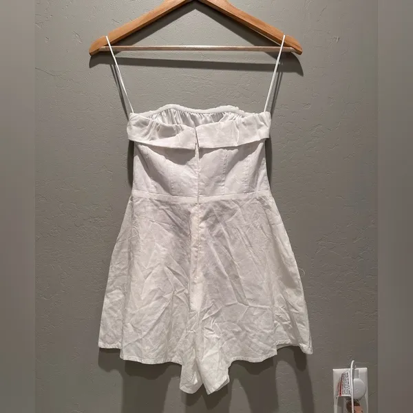 Princess Polly White Romper Strapless Sz 2 Bridal Bachelorette Summer NWT Linen - Image 3