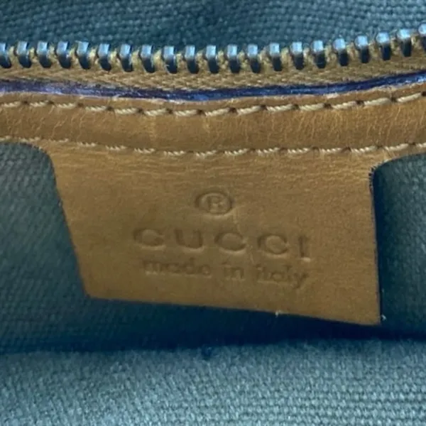 Gucci Women's Gray Green Braided Leather Straps Canvas Tote Shoulder Hand Bag - Image 7