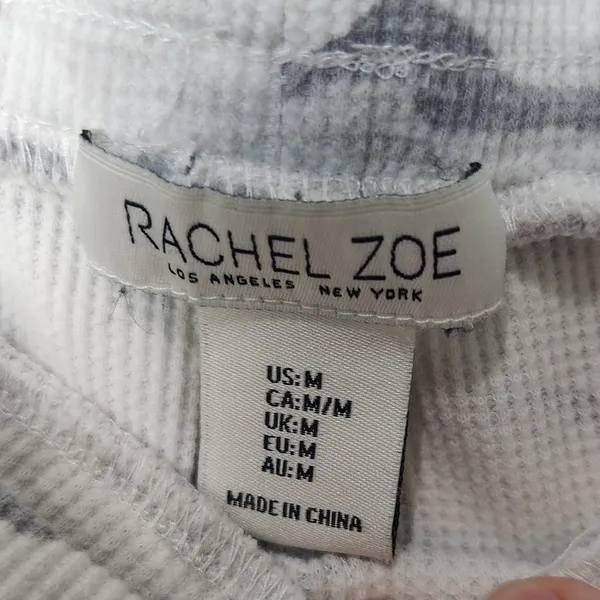 Rachel Zoe Gray Camouflage Waffle Knit Drawstring Lounge Casual Shorts Medium - Image 3