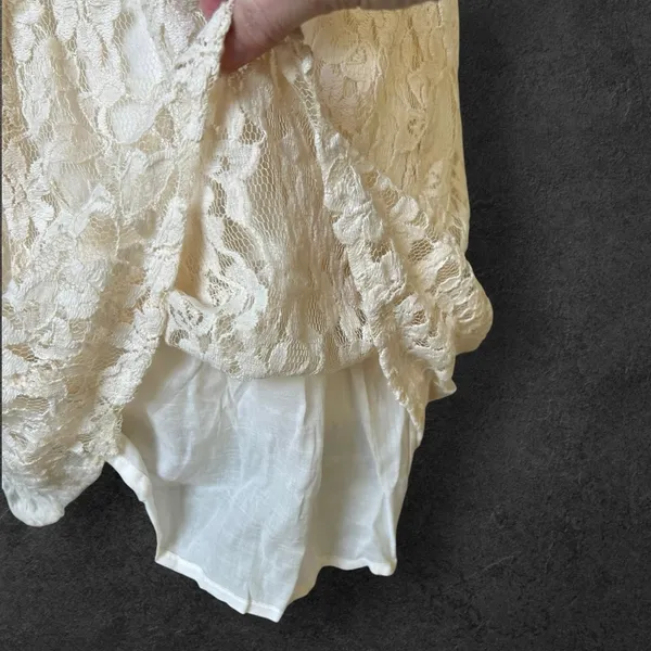 Free People Cream Strapless Lace Mini Dress size 12 Feminine Romantic Coquette - Image 3