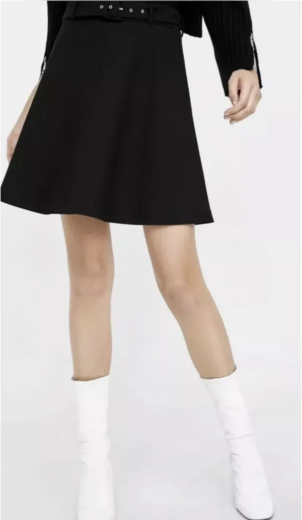 Zara Belted A-line Mini Skirt in Black Small - Image 3