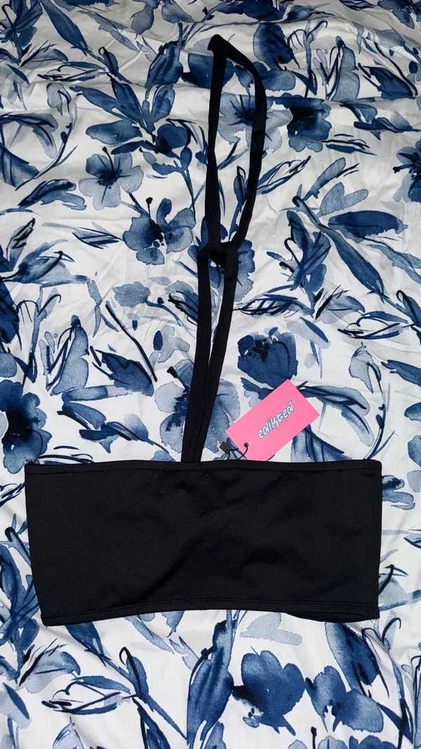 Edikted Black Halter Tie Top - Image 2