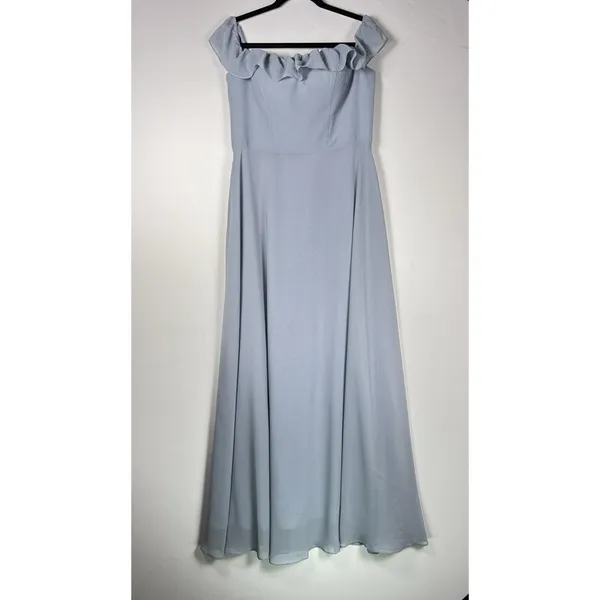 JJs House Homecoming Dress Womens 12 Dusty Blue‎ Formal Off Shoulder Gown NEW - Image 5