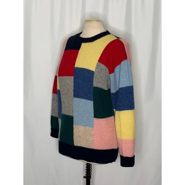 Vintage EVERETT HOLZAPFEL Nashville 100% Wool Colorblock Sweater Knitwear Large - Image 5