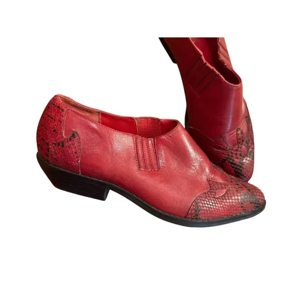 Arpeggios Women’s red leather snakeskin ankle booties Sz 6.5‎ - Image 9