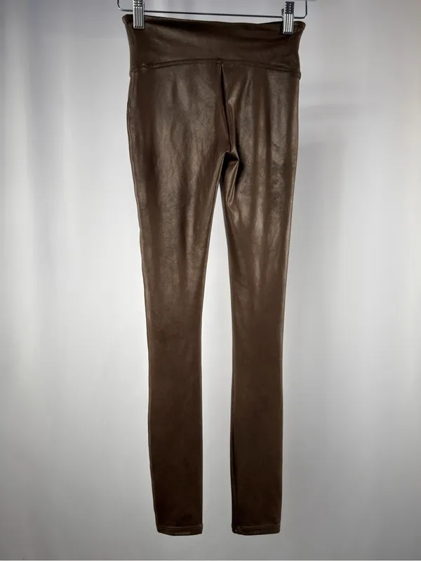 SPANX Faux Leather Leggings In Bronze Metal Size XS - Image 5