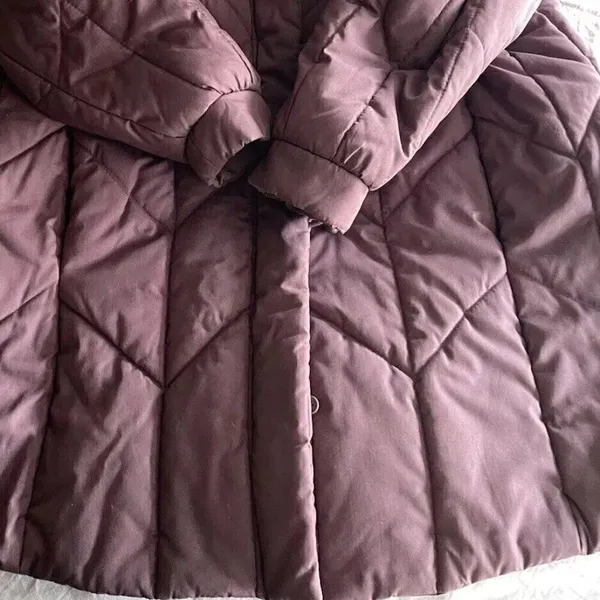 Saxton Hall Women’s Purple Quilted Warm Midi Jacket Puffy Coat Size M - Image 3