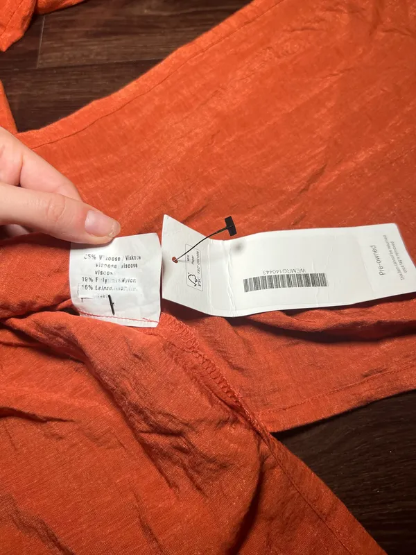 Bonita Orange Linen Blouse Size Small - Image 6