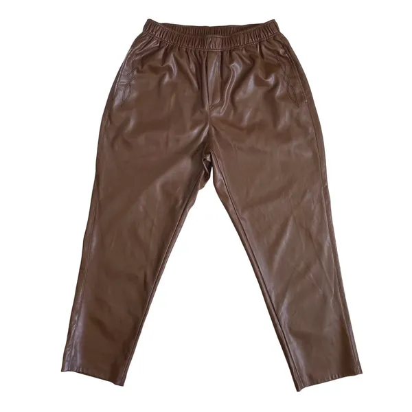 Ariat Womens Brown Faux Leather Western Jogger Pants High Rise Size L‎ 1005037 - Image 5