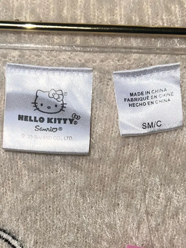 Hello‎ Kitty Bow Sleeve Fuzzy Cardigan Cream Sanrio S/M NWT - Image 13