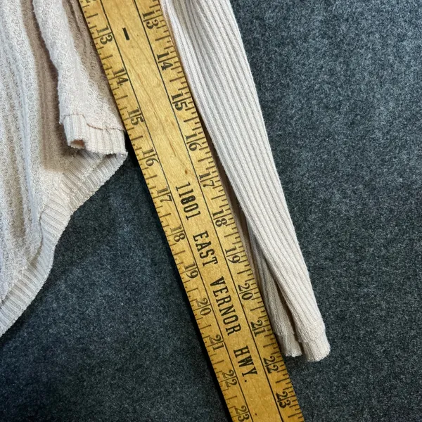 Free People Women‎ Beige Waffle Knit Ribbed Henley Thermal Top Small OB1013778 - Image 6
