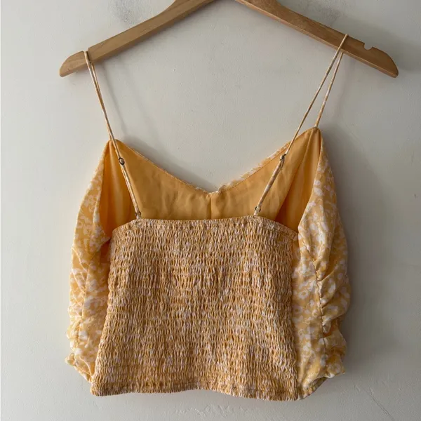 Abercrombie & Fitch Yellow and White Smocked Crop Adorable Top‎ - Image 3