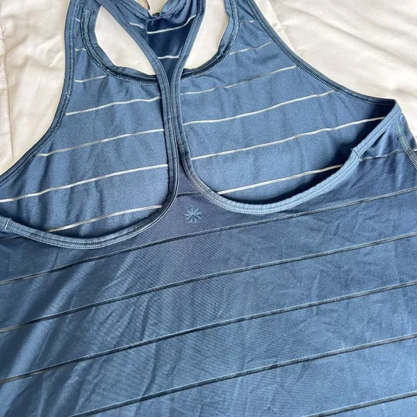 Athleta Womens Size‎ Small Tank Top Blue Striped Sleeveless Activewear Yoga Gym - Image 7