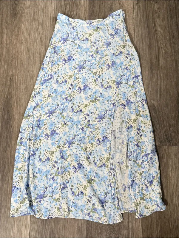 & Other Stories Light Blue Floral Midi Skirt Size 0 Cottage Coquette Flowers - Image 5