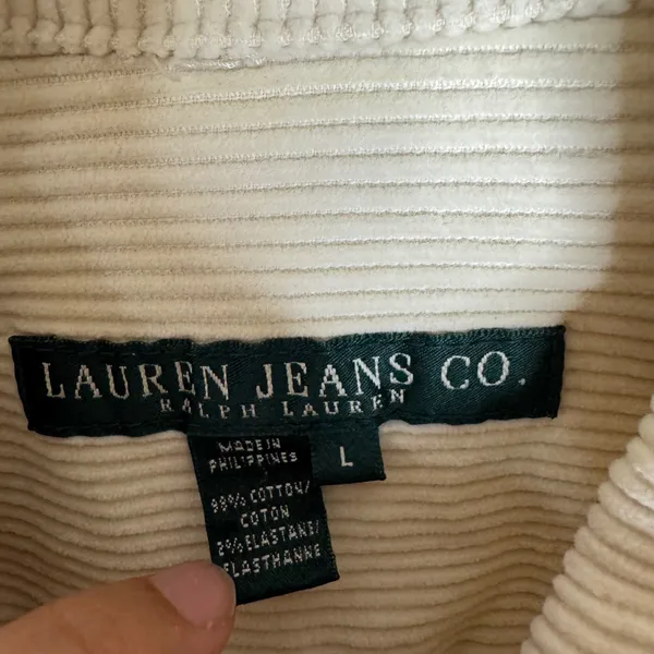 Lauren Jeans Co. Women's Corduroy Trucker Jacket Off White Large - Image 5