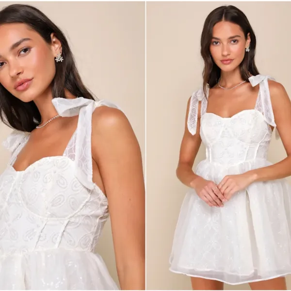 LULUS Bridal Bachelorette EngagementShower Sexy Corset Bustier Sequin Mini - Image 3