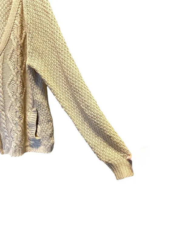 Urban Outfitters BDG Grandpa Chunky Cardigan Cream Size L Coastal Quiet Luxury - Image 10