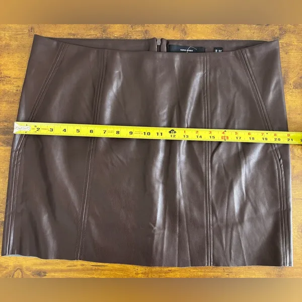 NWT Vero Moda Women's XL Faux-Leather High-Rise Mini Skirt Coffee Bean Brown - Image 6