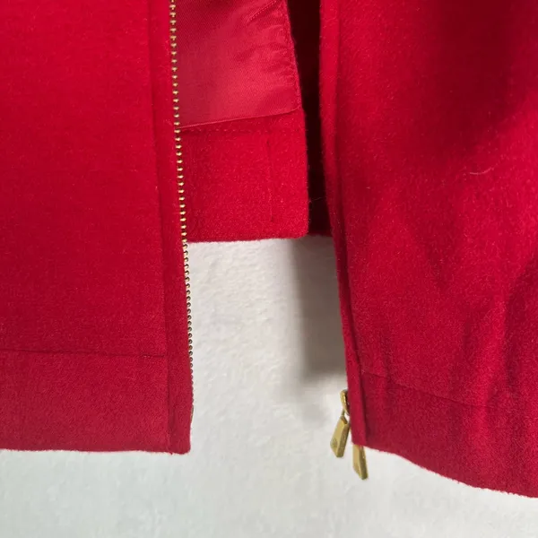 Isaac Mizrahi Live Red Full Zip Stand Collar Car Coat Jacket Large No Hood - Image 4