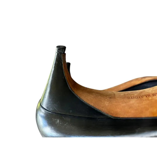 Vintage Manolo Blahnik Kitten Heels 36 Black Burgundy Two-Tone Leather Pumps - Image 10