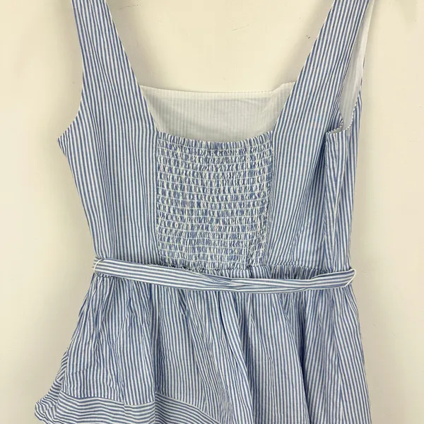 J.Crew Striped Sleeveless Belted Tiered Dress White Banker Blue Retro US 6 NWT - Image 14