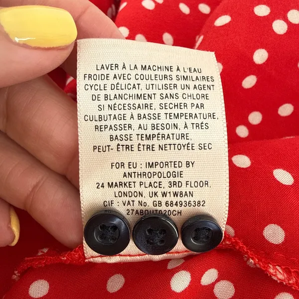 Maeve Anthropologie Bagatelle‎ Red Polka Dot Long Sleeve Button Down Blouse 10 - Image 11