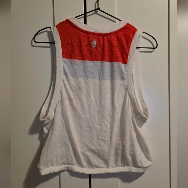 Free People White and Red Colorblock Muscle Tank - Image 4