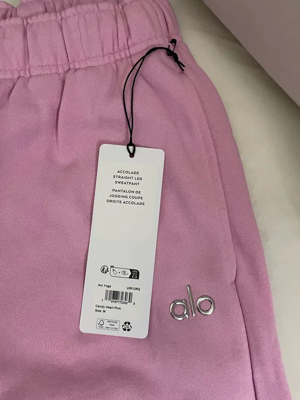 Alo Yoga NWT Accolade Straight Leg Sweatpants Candy Heart Pink Size M - Image 7